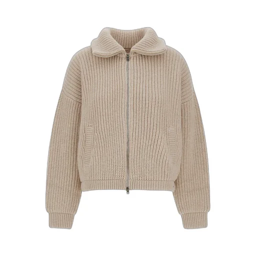 Collar Zipped Knit Cardigan