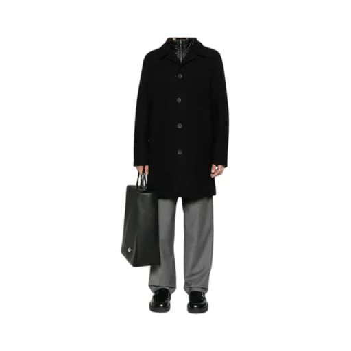 Button-Fastening Wool-Blend Coat