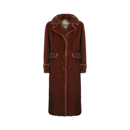 Button-Fastening Faux-Fur Coat