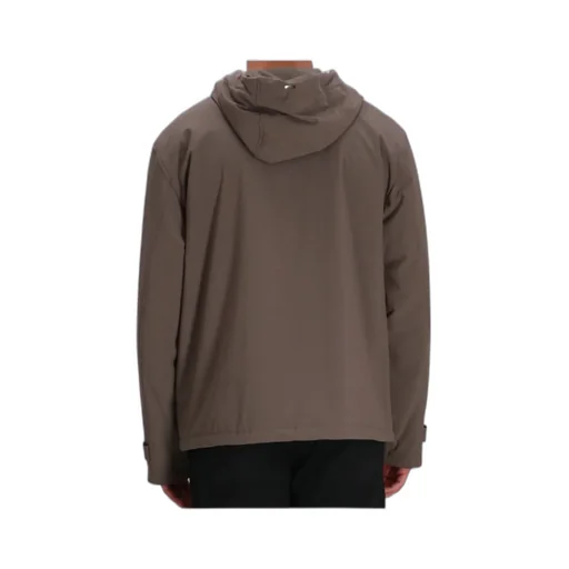 Hooded Button-Fastening Jacket