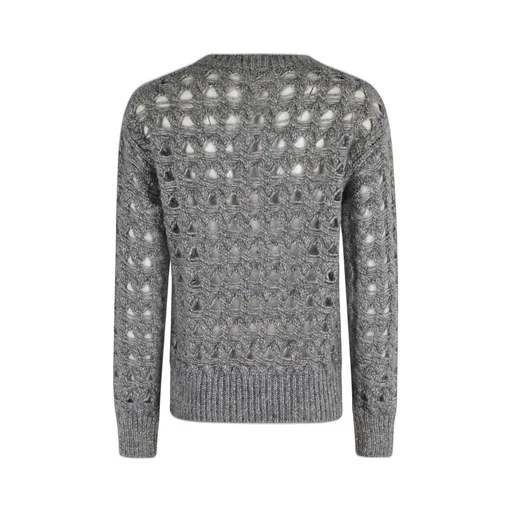 Geometric-Cutout Crew-Neck Sweater