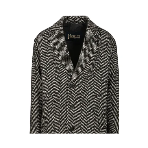 Single-Breasted Chevron Coat