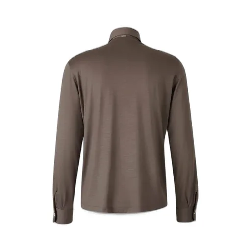 Button-Up Neck Long-Sleeved Polo Shirt