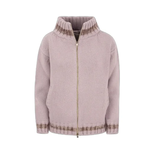High-Neck Ribbed Cardigan