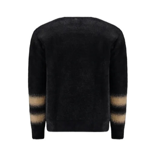 Striped-Cuff Crew-Neck Sweater