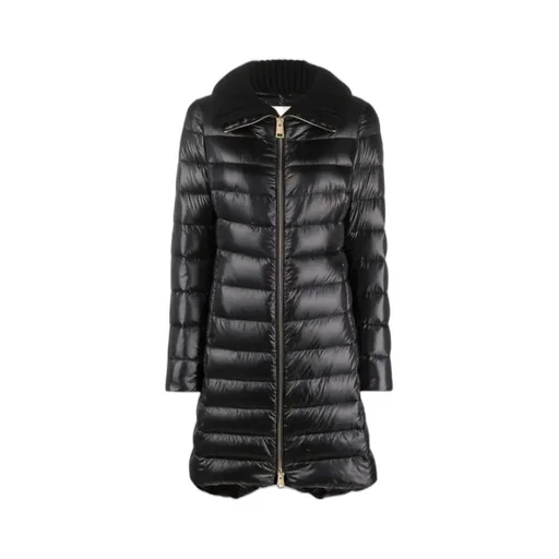 Ribbed Collar Long Puffer Jacket