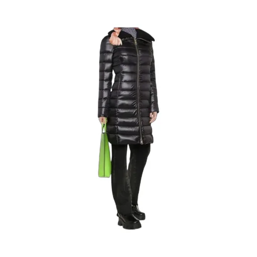 Ribbed Collar Long Puffer Jacket