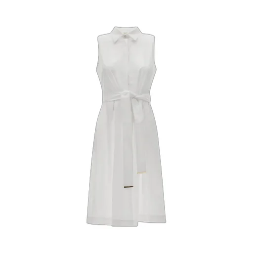 Shirt Collar Sleeveless Midi Dress
