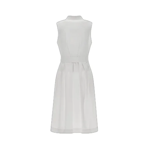 Shirt Collar Sleeveless Midi Dress
