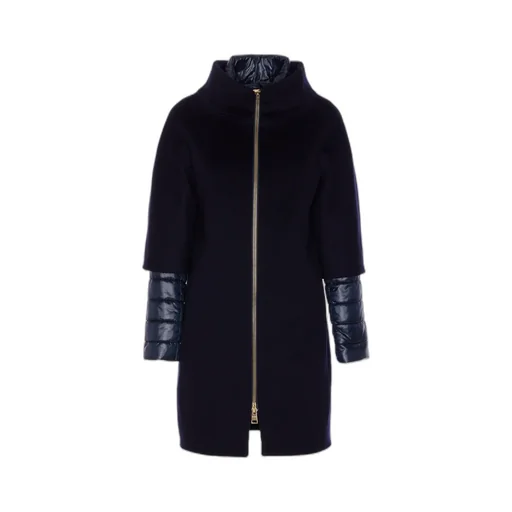 Layered-Sleeved Zip-Up Down Coat