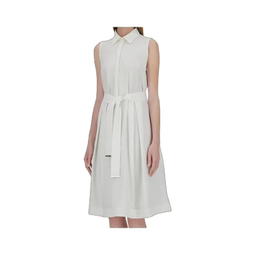Shirt Collar Sleeveless Midi Dress