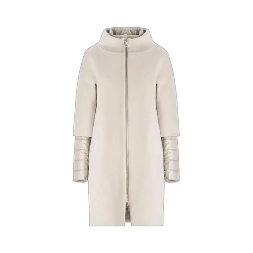 Layered-Sleeved Zip-Up Down Coat