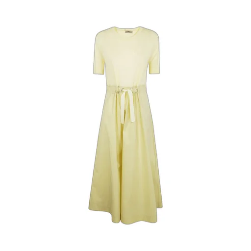 Taffeta-Panel Midi Dress