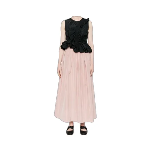 A-Line Elastic Waist Midi Skirt