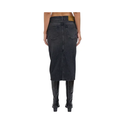 Five-Pocket Denim Midi Skirt