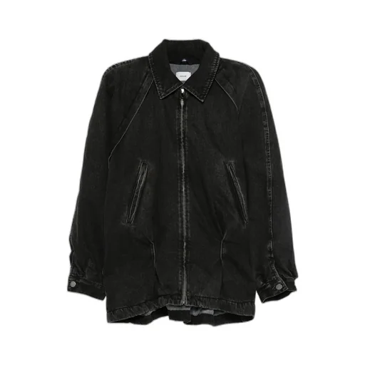 Zippered Long-Sleeved Denim Jacket