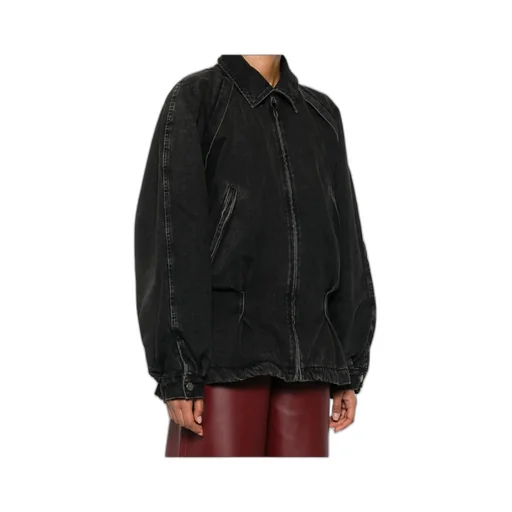Zippered Long-Sleeved Denim Jacket