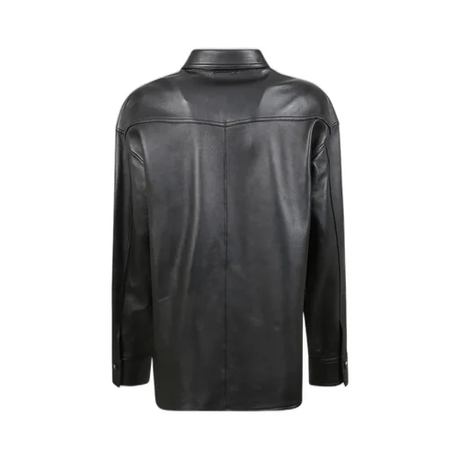 Leather Button-Up Shirt Jacket