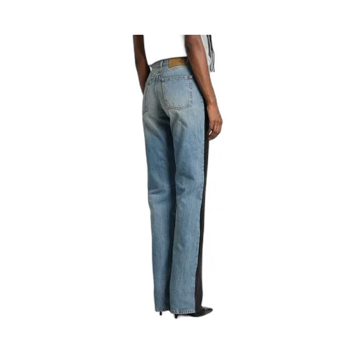 Leather-Panel Jeans