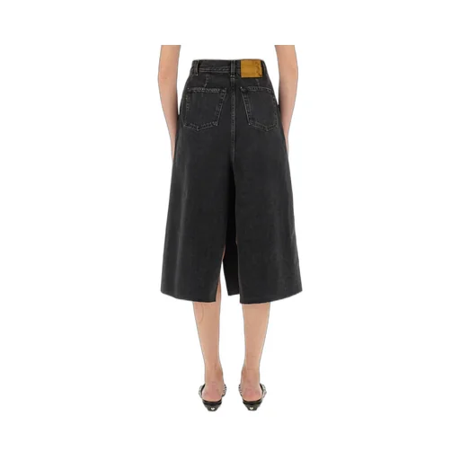 Denim Asymmetric Midi Skirt