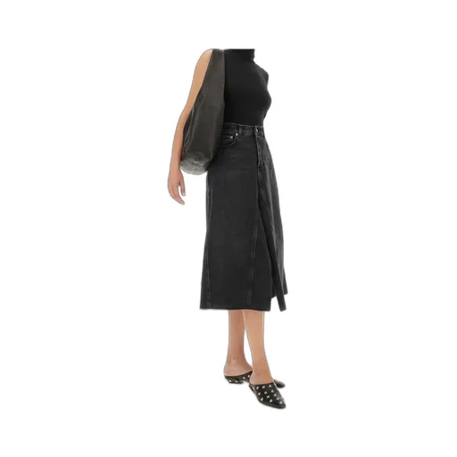 Denim Asymmetric Midi Skirt