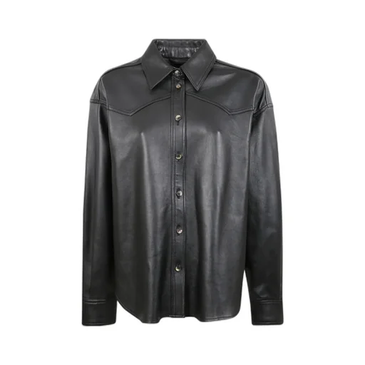 Leather Button-Up Shirt Jacket