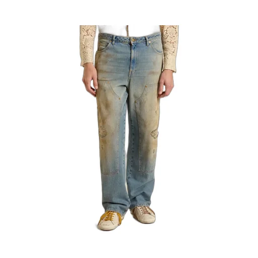 Wide-Leg Distressed Jeans