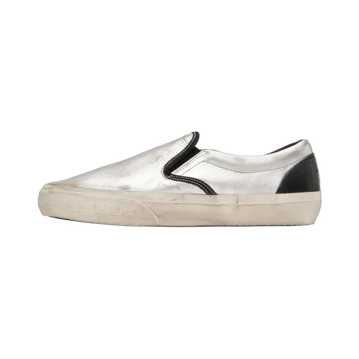 Vce Penstar In Metallic Silver Leather With Black Leather Heel Tab