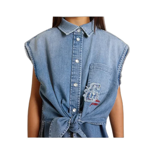 Logo Embroidered Denim Dress