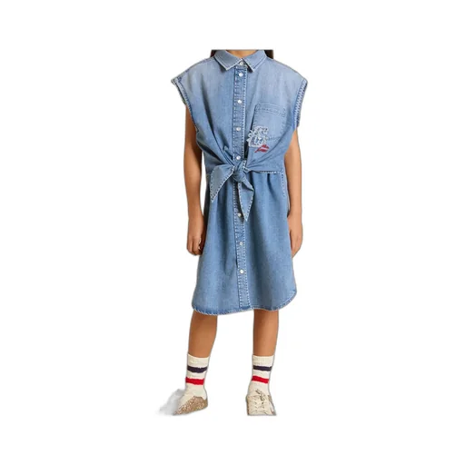 Logo Embroidered Denim Dress