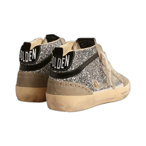 Mid Star Glittered Lace-Up Sneakers