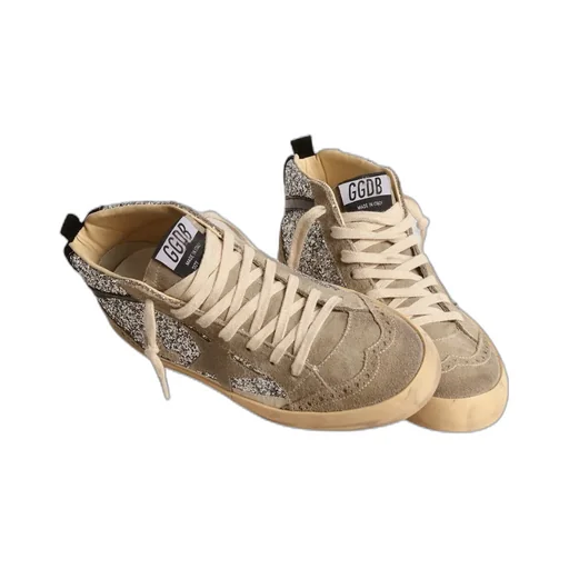 Mid Star Glittered Lace-Up Sneakers