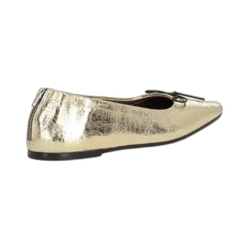 Square-Toe Bow Detailed Ballerina Shoes