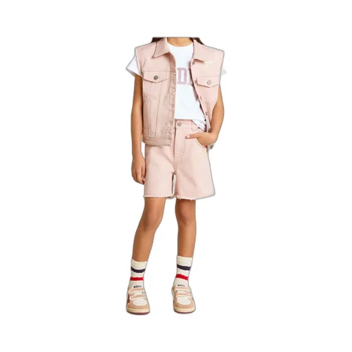 Girls' Pink Cotton Shorts With Embroidery