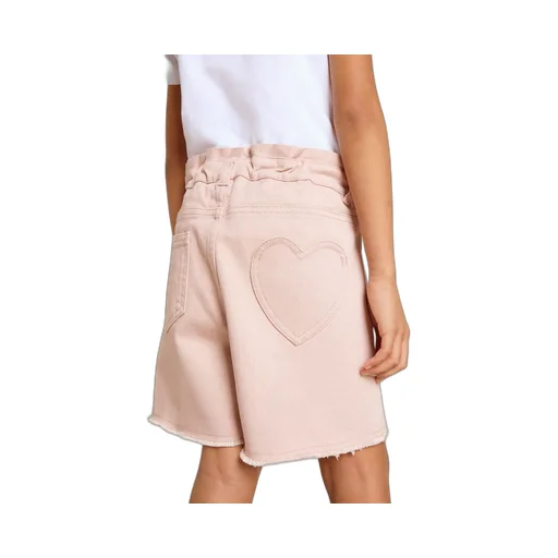 Girls' Pink Cotton Shorts With Embroidery