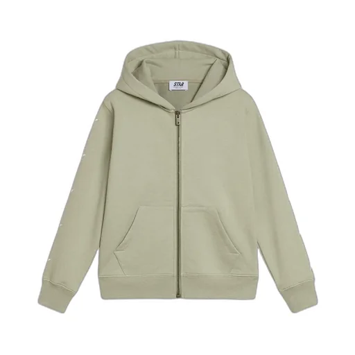 Star Printed Zipped Hoodie