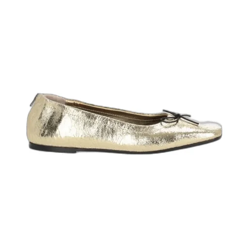 Square-Toe Bow Detailed Ballerina Shoes