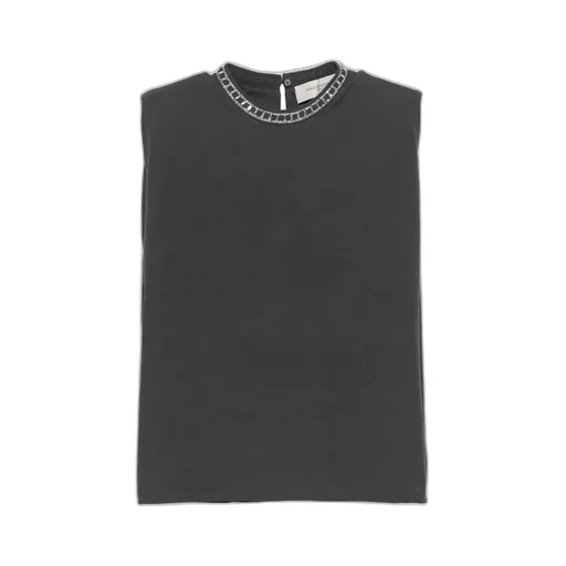Embellished Neck Sleeveless Top