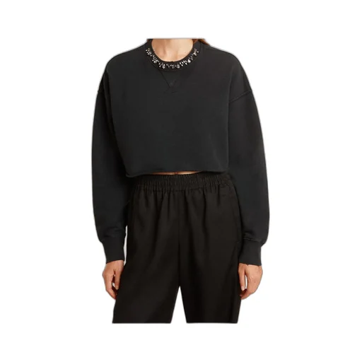 Crystal Embellished Cropped Sweatshirt