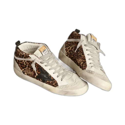 Mid Star Leopard Printed Lace-Up Sneakers