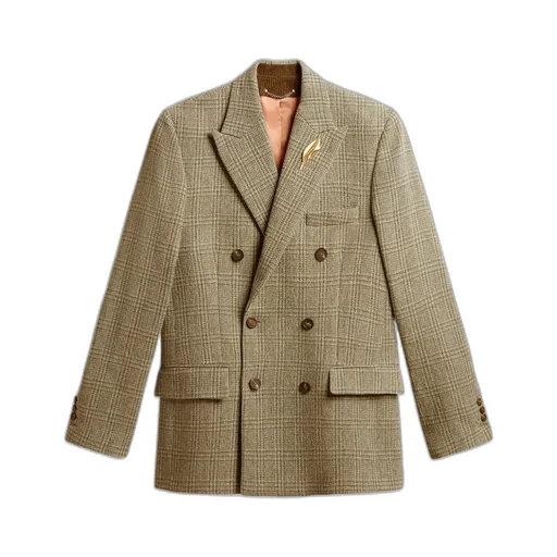 Double-Breasted Blazer In Shetland Wool