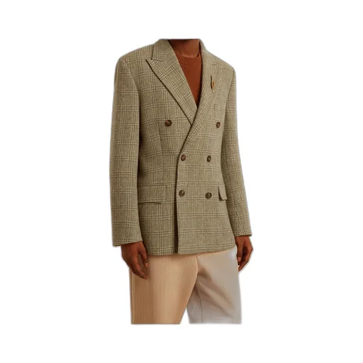 Double-Breasted Blazer In Shetland Wool