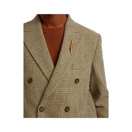 Double-Breasted Blazer In Shetland Wool