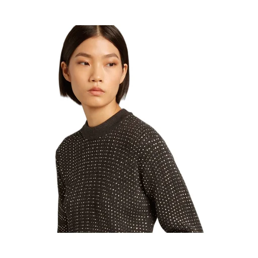 Round-Neck Sweater With All-Over Crystals