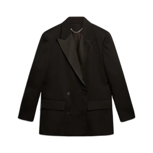 Peak-Lapels Double-Breasted Tailored Blazer