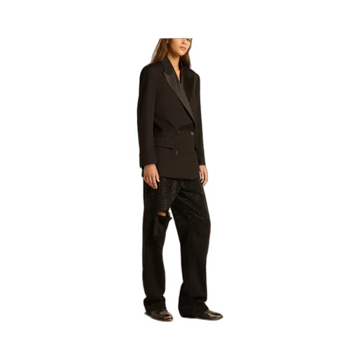 Peak-Lapels Double-Breasted Tailored Blazer