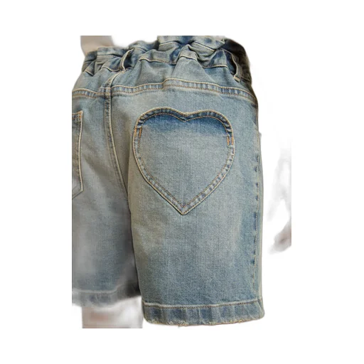 High-Waist Distressed Denim Shorts