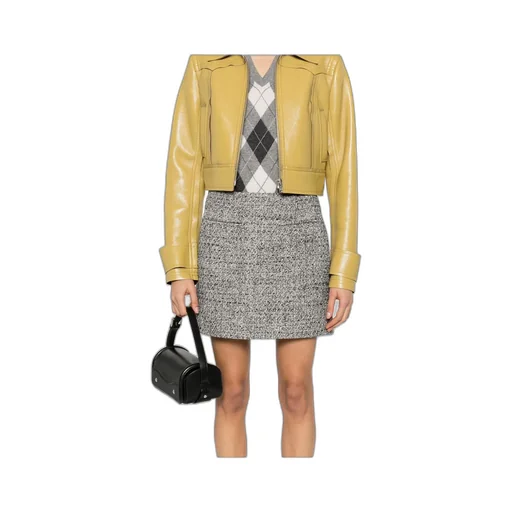 Miniskirt In Black And White Bouclé Cotton