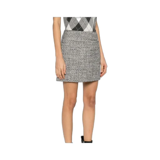 Miniskirt In Black And White Bouclé Cotton