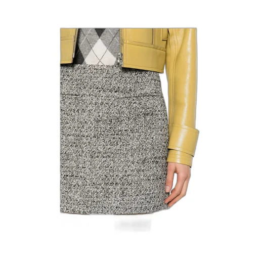 Miniskirt In Black And White Bouclé Cotton